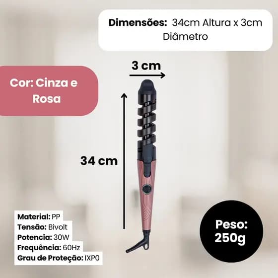 Modelador de Cachos Profissional Bivolt 30W Cabo Giratório Cachos Perfeitos Sortido