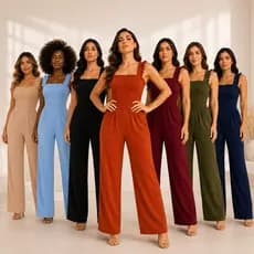 Macacão Feminino Longo Alça Fina Lastex Elegante Confortável Premium Moda Tendencia Caimento Perfeit