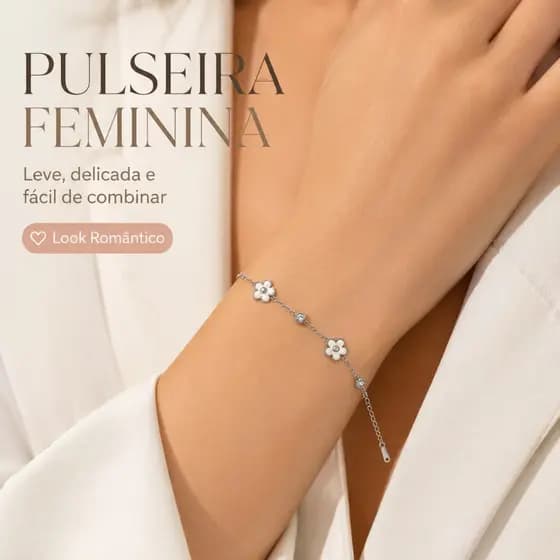 Pulseira Feminina Pulseira Com Flor Delicada Ajustável Com Flores Brancas Corrente Extensora