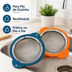 Filtro de Pia Inox, Ralo para Pia Cozinha, Filtro de Ralo com Malha Fina e Borda de Silicone Reutilizável