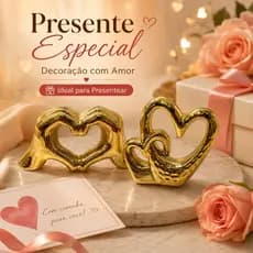 Enfeite Decorativo Escultura Decorativa Coração Dourado Enfeite de Mesa Decoração para Sala Quarto Escritório