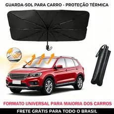 Guarda Sol Tipo Guarda Chuva pro carro, proteção UV e térmica, universal, conserva painel