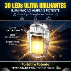 Isqueiro Elétrico LED à Prova D'água - Recarregável via USB, Design Ergonômico, Multiuso
