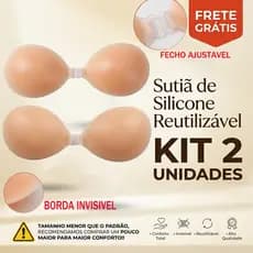 kit Sutiã Adesivo Invisível com Bojo - Levantamento Natural, Silicone Reutilizável, Sem Alças,P-GG