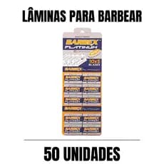 Lâmina Barbex Platinum Profissional Aço Inox - Cartela com 50 Unidades Para Navalhete e Barbeiro