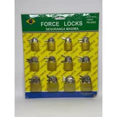 Cadeado Force Kit Atacado 12 Unidades Medidas 25/30/40mm