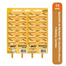 Kit 24 Aparelhos De Barbear Bic Sensitive Shaver - Cartela Fechada