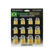 Cadeado Star Profissional CHAVE TETRA Kit 12 Un. Misto 30-40-50mm