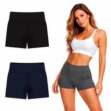 KIT 2 Shorts Feminino Fitness Supplex Cos Alto Zero Transparência Bermuda Meia Coxa