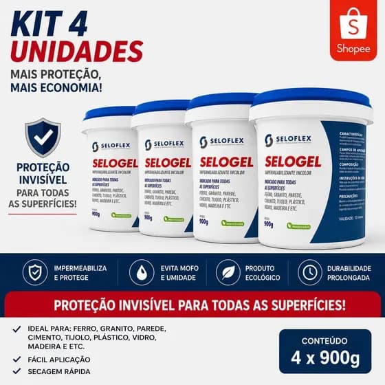 Manta Líquida Incolor kit com 4- 900g cada Contra Infiltrações Parede Telhado Laje Concreto
