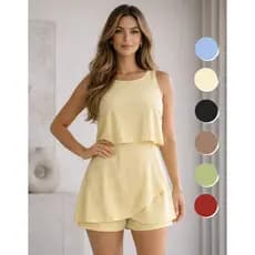 Macaquinho Feminino Plus Size Curto Soltinho Festa Short Saia Elegante