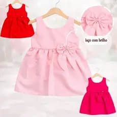 Vestido Bebe Festa Luxo 3 a 6 meses Laço Princesa Menina Casamento Aniversário Liso Bebe Reborn