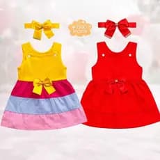 Vestido Bebê Verão Calor Barato Casual + Faixa Confortavel 3 a 6 Meses Menina Reborn