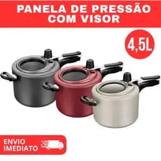Panela de Pressão 4,5L Com Visor Superior Grande Antiaderente MTA Grafite/Cereja/Baunilha