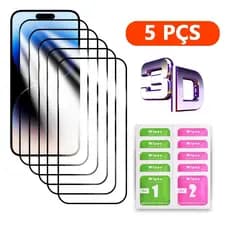 Kit 5 Película 3D Vidro Temperado Para Todos iPhone X  XR 11 12 13 14 15 16 17PROMAX