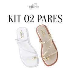 KIT 02 PARES Sandalia Rasteirinha Flat com enfeite no dedo Tendência