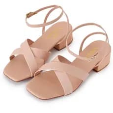 Sandália Feminina Salto Grosso Médio Elegante Social Luxuosa