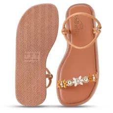 Sandalia feminina  Flat Pedraria luxuosa Elegante