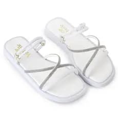 Sandalia papete Birken Feminina Pedraria Brilho Tendência Verão