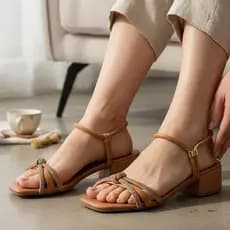 Salto bloco quadrado Feminino Regulavel  Ajustes Com Strass