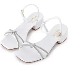 Sandalia Feminina Bloco Tira Strass Versatl Dia a Dia