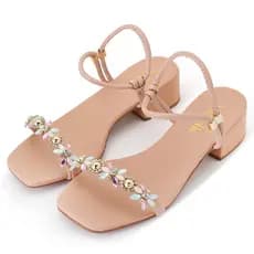 sandalia salto medio pedras  luxuoso confortavel