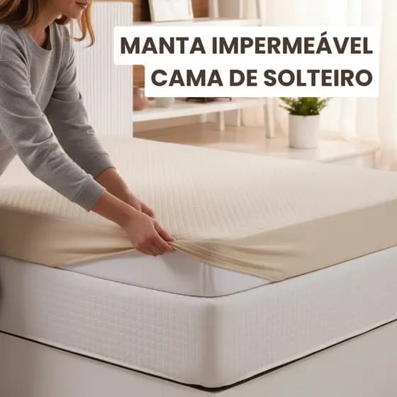 Protetor de Colchão Impermeável Solteiro 0,90x1,88x25cm Capa Protetora com Forro Impermeável e Enchimento 100% Poliéster