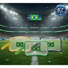 Nécessaire do Brasil Transparente Em Plástico Para Copa do Mundo Maquiagem Escola Academia Viagem Organizador