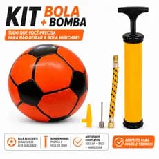Kit Bola De Futebol Infantil Macia + Bomba De Ar Manual Completa Agulha Mangueira Jogos Treinos