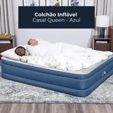 Colchão Para a Familia Inflável Casal Queen Confortavel E Resistente - Azul Nautika