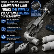 Abridor de Roscas Interna e Externa para Tubos de Água em Aço Carbono Ferramenta Integrada Durável Alta Resistência