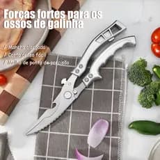 Tesoura de Cozinha Multifuncional Aço Inoxidável Lâmina Afiada para Corte Preciso de Aves Carnes Peixes e Vegetais