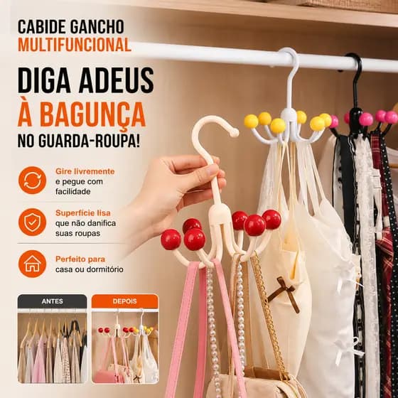 Multifuncional Rotativo Seis Garras Gancho 360 Graus Multiuso para Bolsas Cintos Bonés Gravatas Cachecóis e Acessórios