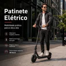 Patinete Elétrico Adulto Dobrável Portátil com Alcance de 23 quilômetros e Bateria de Longa Duração para Uso Diário