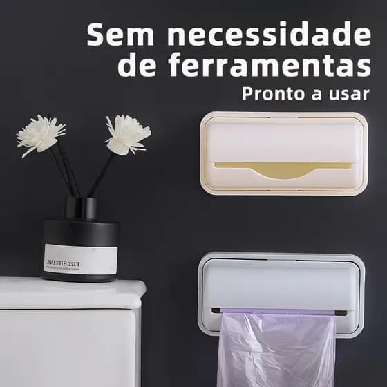Puxa Saco Suporte Organizador Dispenser de Parede para Organização Prática e Conveniente em Cozinha e Banheiro