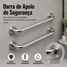 Barra de Apoio de Banheiro Inox com Alça de Apoio e Suporte Anti Queda para Segurança e Proteção Acessibilidade