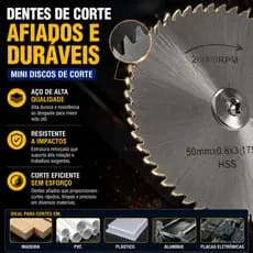 Kit de Mini Discos de Serra Circular com Adaptador para Furadeira Parafusadeira Aço Rápido Alta Dureza Corte Eficiente