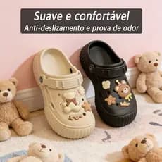 Sandália Feminino Chinelo Babuche Buraco Sapatos Sola Grossa Antiderrapante Leve Macia Conforto com Proteção Anticolisão
