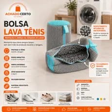 Bolsa Lava Tênis Para Máquina de Lavar Saco Protetor Microfibra Com Zíper Resistente