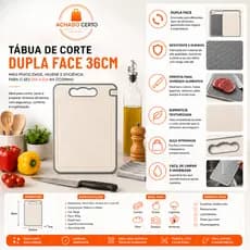 Tábua de Corte 36cm Dupla Face com Afiador de Facas e Alça Plástica Resistente Ferramenta de Cozinha
