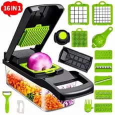 Profissional Multiuso Cozinha Slicer Aço Inox 16 em 1 Fatiador Cortador Ralador De Legumes Verduras Frutas Mandoline