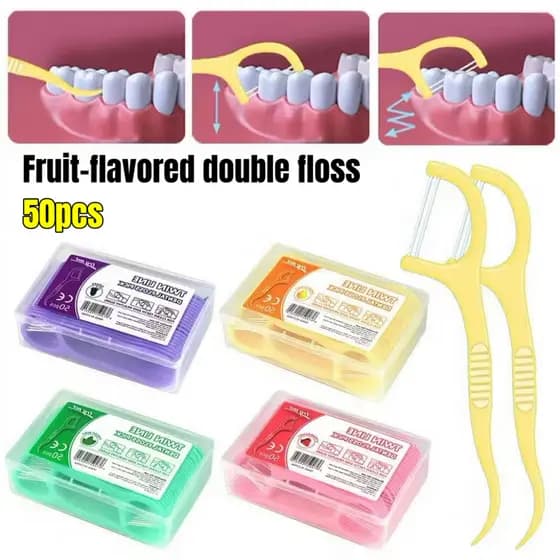 100/150/200 palitos ultrafinos de fio dental sabor frutas para limpeza bucal, pacote com 50 unidades, portátil