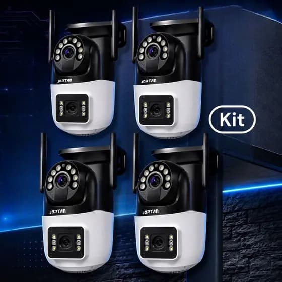 KIT Câmera de Segurança WiFi 360 Lente Dupla IP66 Prova D'Água App Yoosee  Monitoramento Inteligente