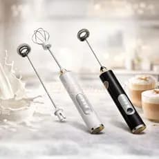 Kit 2 Batedor Misturador Mixer Elétrico  2 em 1  para Bebidas Leite Café Clara de Ovo Pratico e Leve