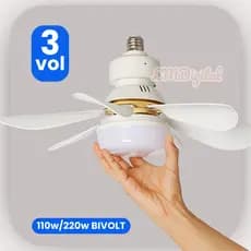 Ventilador de Teto Silencioso com Lâmpada Led Bulbo wtt Controle BF BQ Bivolt 5 Pás 06 hélices