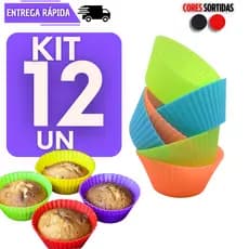 Kit 12 Forminha Cupcake Silicone Bolo Assar Antiaderente Reutilizável Mini Forma Tortas Não Gruda Forma Forminhas