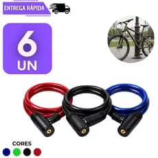 Jogo 6 Corrente Para Moto e Bicicleta Trava Antifurto Para E Cadeado Cabo De Aço Reforçado Com Chave Bike Anti Furto