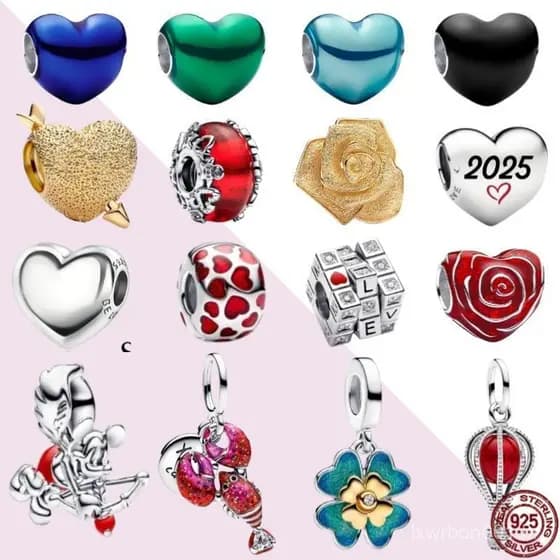925 prata esterlina colorido coração forma pingente contas adequadas para pulseira Original colar jóias presente