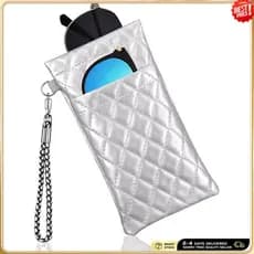 Capa Protetora De Óculos De Sol De Camada Dupla Bolsa Couro Pu Com Cordão Fivela De Metal Para Acessório De Viagem Moda