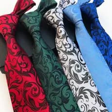 Gravata Masculina Clássica De Luxo , 8cm , Seda , floral , jacquard , Tecido , Moda Estampada , Vermelho , Azul , Pescoç